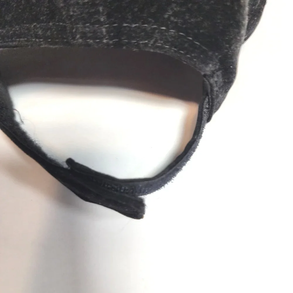 D&Y‎ Black Velvet and Faux Leather Baseball Cap Adjustable Hat FWCAP815